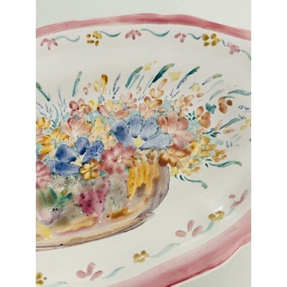 Tholance St Paul France Hand Painted Coastal Cottage Shabby Chic 7” Oval Dish - Picture 4 of 6